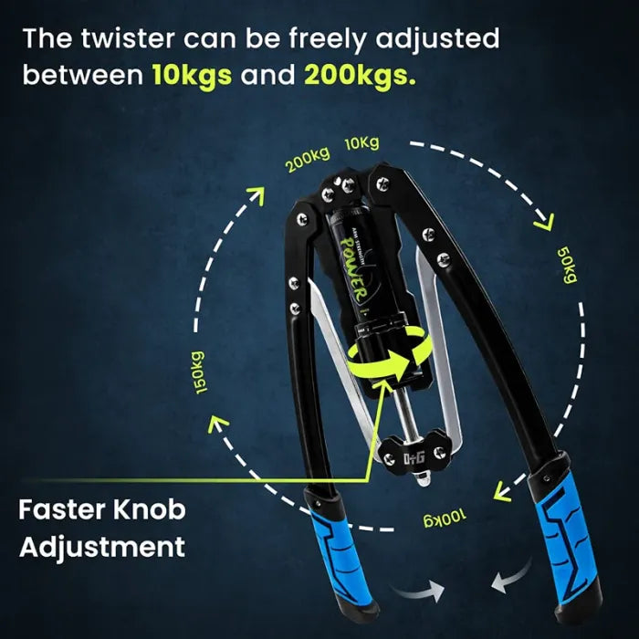 Adjustable Hydraulic Power Twister Bar 22 to 440lbs Resistance Smart Counter Heavy Duty High Carbon Steel Strength Trainer