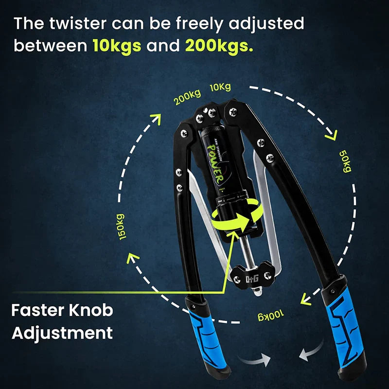 Adjustable Hydraulic Power Twister Bar 22 to 440lbs Resistance Smart Counter Heavy Duty High Carbon Steel Strength Trainer